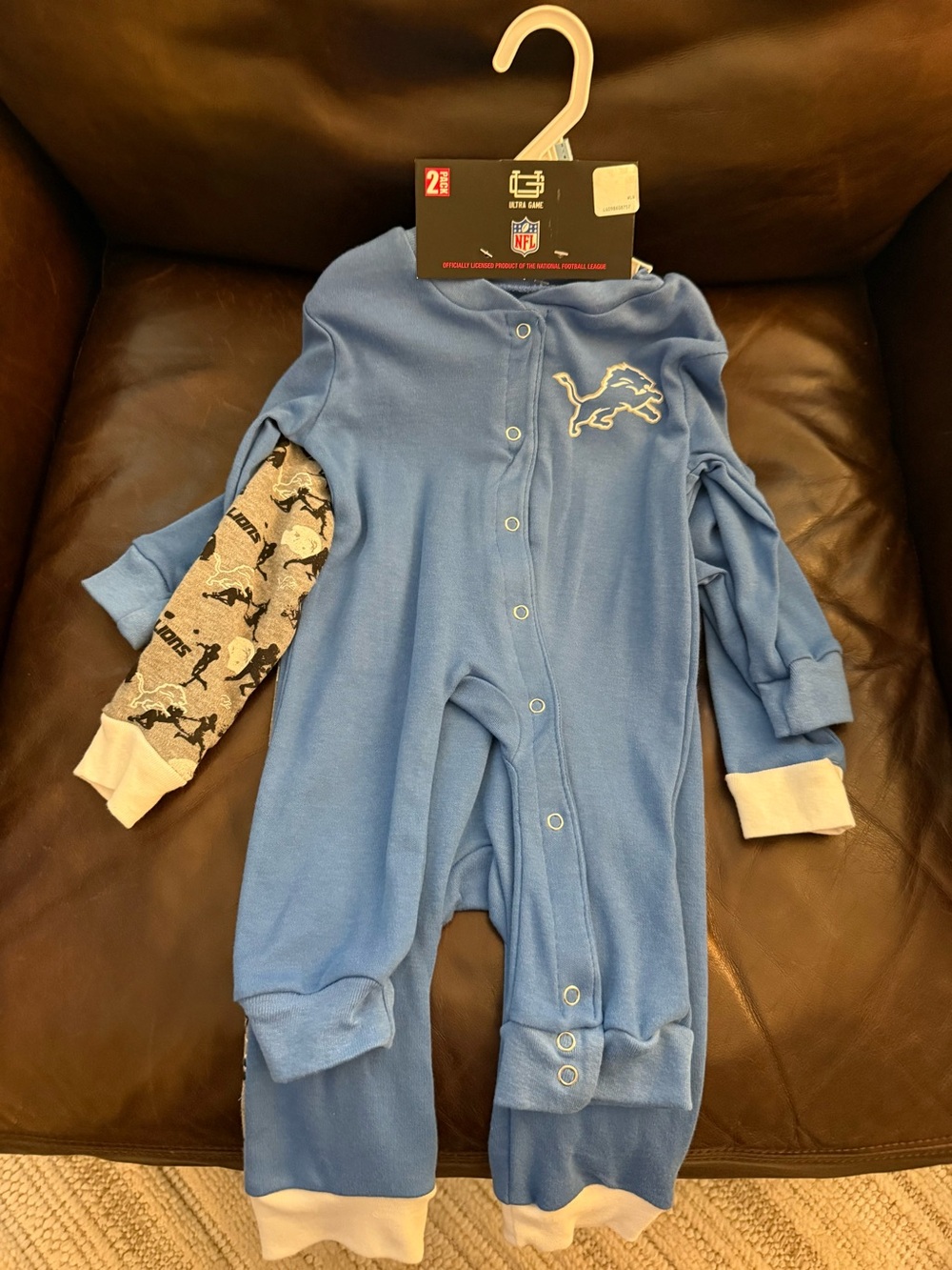 Two NFL Detroit Lions Blue Baby footies